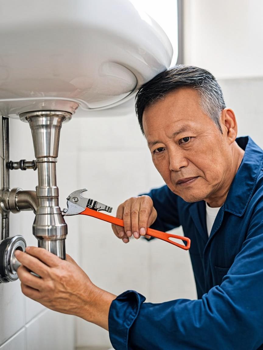 Plumber providing professional plumbing repair service
